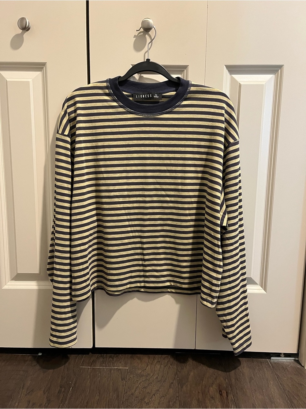 Lioness Navy & Cream Striped Long-Sleeve Crewneck